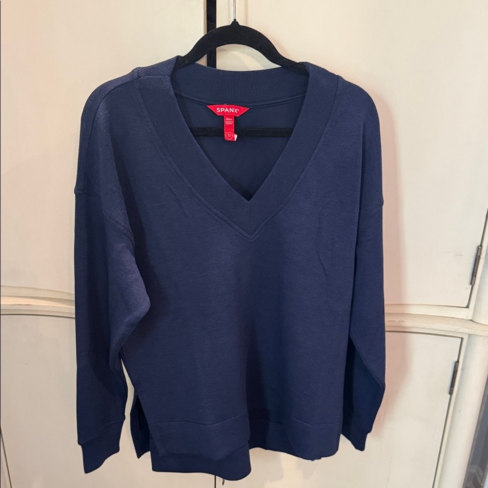 SPANX Women's Deep Blue V-Neck Sweater